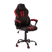 Ergonomic Office Computer Chair - Adjustable Black and Red Designer Gaming Chair - 360 Swivel - Red Dual Wheel Casters