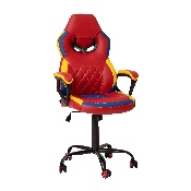 Ergonomic Office Computer Chair - Adjustable Red & Yellow Designer Gaming Chair - 360 Swivel - Red Dual Wheel Casters