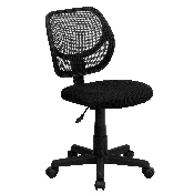 Low Back Black Mesh Swivel Task Office Chair with Curved Square Back, WA-3074-BK-GG