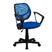 Low Back Blue Mesh Swivel Task Office Chair with Curved Square Back and Arms, WA-3074-BL-A-GG