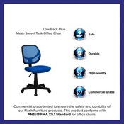 Low Back Blue Mesh Swivel Task Office Chair, WA-3074-BL-GG