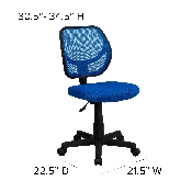 Low Back Blue Mesh Swivel Task Office Chair, WA-3074-BL-GG