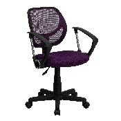 Low Back Purple Mesh Swivel Task Office Chair with Arms, WA-3074-PUR-A-GG