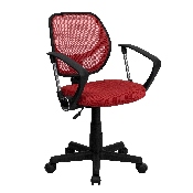 Low Back Red Mesh Swivel Task Office Chair with Arms, WA-3074-RD-A-GG