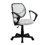 Low Back White Mesh Swivel Task Office Chair with Arms, WA-3074-WHT-A-GG