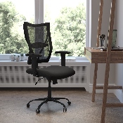 HERCULES Series Big & Tall 400 lb. Rated Black Mesh Executive Swivel Ergonomic Office Chair with Adjustable Arms, WL-5029SYG-A-GG