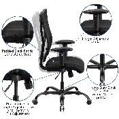 HERCULES Series Big & Tall 400 lb. Rated Black Mesh Executive Swivel Ergonomic Office Chair with Adjustable Arms, WL-5029SYG-A-GG