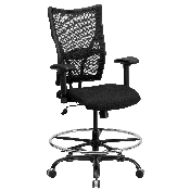 HERCULES Series Big & Tall 400 lb. Rated Black Mesh Ergonomic Drafting Chair with Adjustable Arms, WL-5029SYG-AD-GG