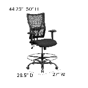 HERCULES Series Big & Tall 400 lb. Rated Black Mesh Ergonomic Drafting Chair with Adjustable Arms, WL-5029SYG-AD-GG