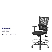 HERCULES Series Big & Tall 400 lb. Rated Black Mesh Ergonomic Drafting Chair with Adjustable Arms, WL-5029SYG-AD-GG