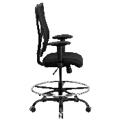 HERCULES Series Big & Tall 400 lb. Rated Black Mesh Ergonomic Drafting Chair with Adjustable Arms, WL-5029SYG-AD-GG