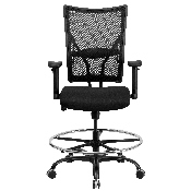 HERCULES Series Big & Tall 400 lb. Rated Black Mesh Ergonomic Drafting Chair with Adjustable Arms, WL-5029SYG-AD-GG