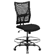 HERCULES Series Big & Tall 400 lb. Rated Black Mesh Ergonomic Drafting Chair, WL-5029SYG-D-GG