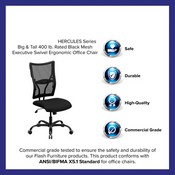 HERCULES Series Big & Tall 400 lb. Rated Black Mesh Executive Swivel Ergonomic Office Chair, WL-5029SYG-GG