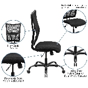 HERCULES Series Big & Tall 400 lb. Rated Black Mesh Executive Swivel Ergonomic Office Chair, WL-5029SYG-GG