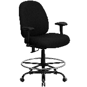 HERCULES Series Big & Tall 400 lb. Rated Black Fabric Ergonomic Drafting Chair with Adjustable Back Height and Arms, WL-715MG-BK-AD-GG