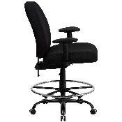 HERCULES Series Big & Tall 400 lb. Rated Black Fabric Ergonomic Drafting Chair with Adjustable Back Height and Arms, WL-715MG-BK-AD-GG
