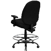 HERCULES Series Big & Tall 400 lb. Rated Black Fabric Ergonomic Drafting Chair with Adjustable Back Height and Arms, WL-715MG-BK-AD-GG