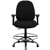 HERCULES Series Big & Tall 400 lb. Rated Black Fabric Ergonomic Drafting Chair with Adjustable Back Height and Arms, WL-715MG-BK-AD-GG