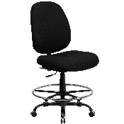 HERCULES Series Big & Tall 400 lb. Rated Black Fabric Ergonomic Drafting Chair with Adjustable Back Height, WL-715MG-BK-D-GG