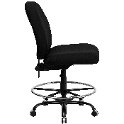 HERCULES Series Big & Tall 400 lb. Rated Black Fabric Ergonomic Drafting Chair with Adjustable Back Height, WL-715MG-BK-D-GG