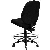 HERCULES Series Big & Tall 400 lb. Rated Black Fabric Ergonomic Drafting Chair with Adjustable Back Height, WL-715MG-BK-D-GG
