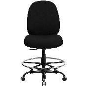 HERCULES Series Big & Tall 400 lb. Rated Black Fabric Ergonomic Drafting Chair with Adjustable Back Height, WL-715MG-BK-D-GG