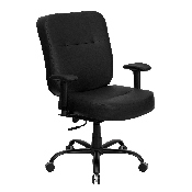 HERCULES Series Big & Tall 400 lb. Rated Black LeatherSoft Executive Ergonomic Office Chair with Adjustable Arms, WL-735SYG-BK-LEA-A-GG