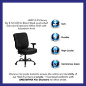 HERCULES Series Big & Tall 400 lb. Rated Black LeatherSoft Executive Ergonomic Office Chair with Adjustable Arms, WL-735SYG-BK-LEA-A-GG