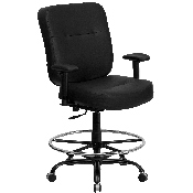 HERCULES Series Big & Tall 400 lb. Rated Black LeatherSoft Ergonomic Drafting Chair with Adjustable Arms, WL-735SYG-BK-LEA-AD-GG