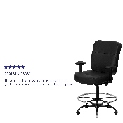 HERCULES Series Big & Tall 400 lb. Rated Black LeatherSoft Ergonomic Drafting Chair with Adjustable Arms, WL-735SYG-BK-LEA-AD-GG