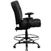 HERCULES Series Big & Tall 400 lb. Rated Black LeatherSoft Ergonomic Drafting Chair with Adjustable Arms, WL-735SYG-BK-LEA-AD-GG