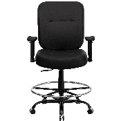 HERCULES Series Big & Tall 400 lb. Rated Black LeatherSoft Ergonomic Drafting Chair with Adjustable Arms, WL-735SYG-BK-LEA-AD-GG