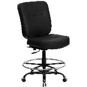 HERCULES Series Big & Tall 400 lb. Rated Black LeatherSoft Ergonomic Drafting Chair, WL-735SYG-BK-LEA-D-GG