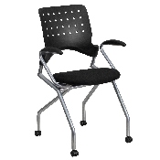 Galaxy Mobile Nesting Chair with Arms and Black Fabric Seat, WL-A224V-A-GG