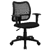 Mid-Back Black Mesh Swivel Task Office Chair with Adjustable Arms, WL-A277-BK-A-GG