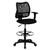 Mid-Back Black Mesh Drafting Chair with Adjustable Arms, WL-A277-BK-AD-GG