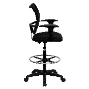 Mid-Back Black Mesh Drafting Chair with Adjustable Arms, WL-A277-BK-AD-GG