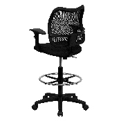 Mid-Back Black Mesh Drafting Chair with Adjustable Arms, WL-A277-BK-AD-GG