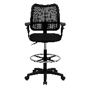 Mid-Back Black Mesh Drafting Chair with Adjustable Arms, WL-A277-BK-AD-GG