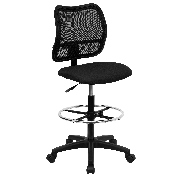 Mid-Back Black Mesh Drafting Chair, WL-A277-BK-D-GG