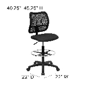 Mid-Back Black Mesh Drafting Chair, WL-A277-BK-D-GG