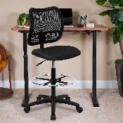 Mid-Back Black Mesh Drafting Chair, WL-A277-BK-D-GG