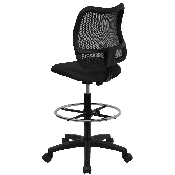 Mid-Back Black Mesh Drafting Chair, WL-A277-BK-D-GG