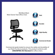 Mid-Back Black Mesh Swivel Task Office Chair, WL-A277-BK-GG