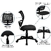 Mid-Back Black Mesh Swivel Task Office Chair, WL-A277-BK-GG