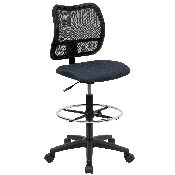 Mid-Back Navy Blue Mesh Drafting Chair, WL-A277-NVY-D-GG