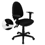 Mid-Back Black Fabric Multifunction Swivel Ergonomic Task Office Chair with Adjustable Lumbar Support & Arms, WL-A654MG-BK-A-GG