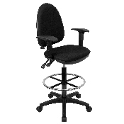 Mid-Back Black Fabric Multifunction Ergonomic Drafting Chair with Adjustable Lumbar Support and Adjustable Arms, WL-A654MG-BK-AD-GG