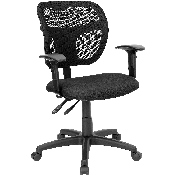 Mid-Back Black Mesh Swivel Task Office Chair with Back Height Adjustment and Adjustable Arms, WL-A7671SYG-BK-A-GG